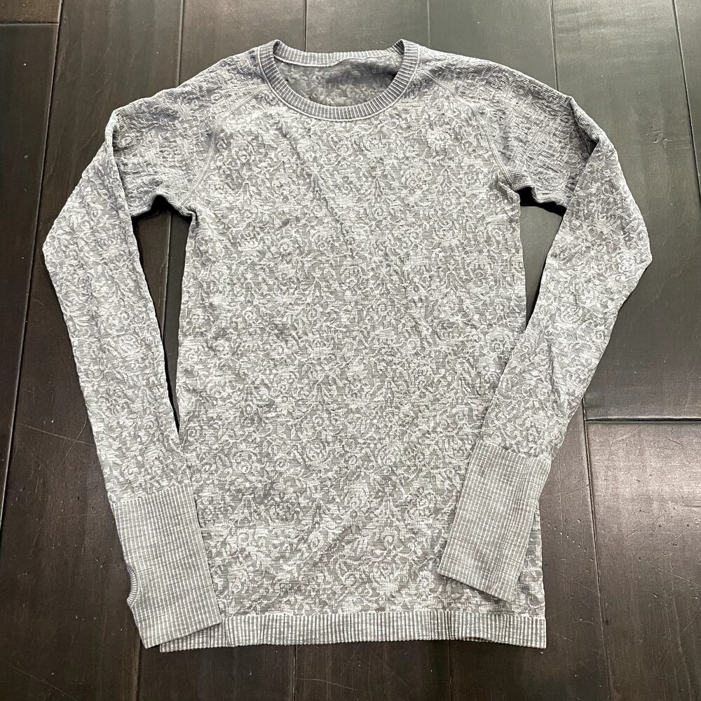 Lululemon Rest less Pullover Long Sleeve Textured Heathered Slate Women's Size 8